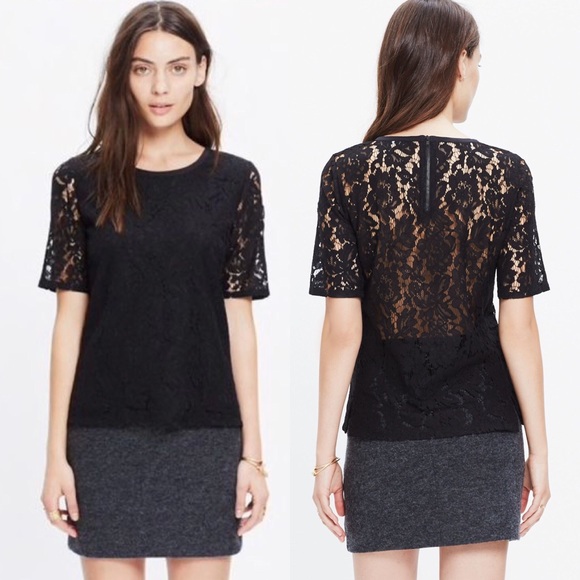 Madewell Tops - Madewell Lace Refined Tee in Black